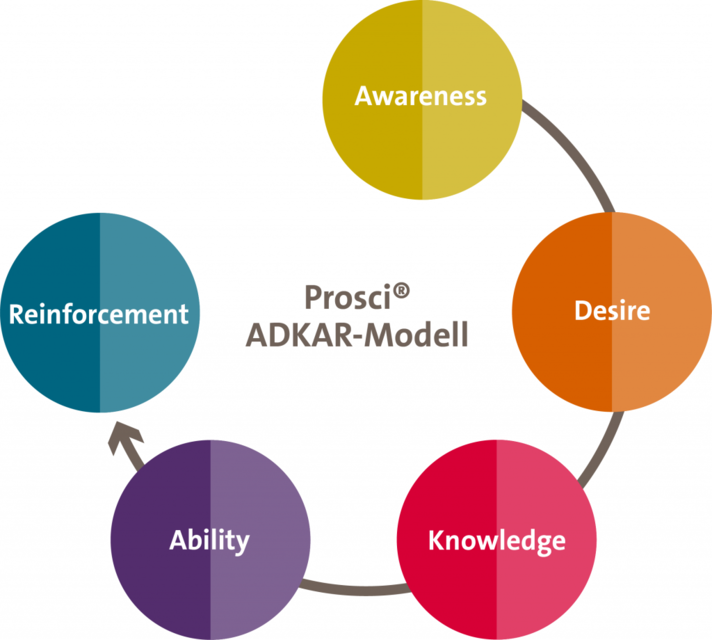 Prosci ADKAR-Modell. Transparenz, Partizipation & Freiraum sind wichtige Pfeiler für erfolgreiche Veränderungsprozesse in Unternehmen. Change Management gestalten.